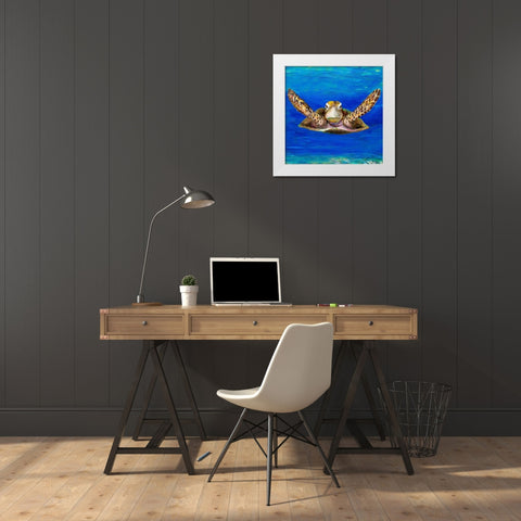 On The Swim White Modern Wood Framed Art Print by DeRice, Julie