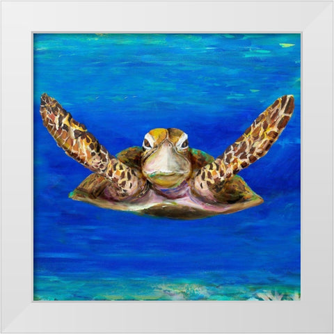 On The Swim White Modern Wood Framed Art Print by DeRice, Julie