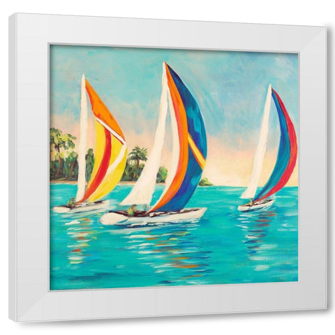 Sunset Sails I White Modern Wood Framed Art Print by DeRice, Julie