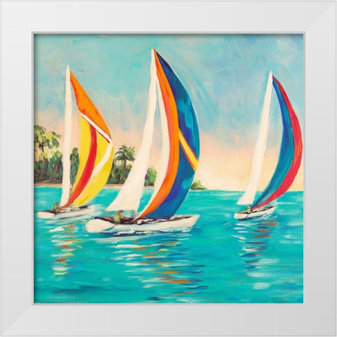 Sunset Sails I White Modern Wood Framed Art Print by DeRice, Julie