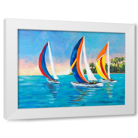 Morning Sails I White Modern Wood Framed Art Print by DeRice, Julie