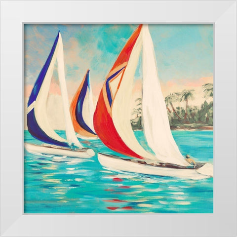 Sunset Sails II White Modern Wood Framed Art Print by DeRice, Julie