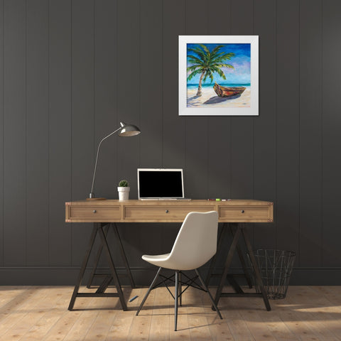 Lost Island White Modern Wood Framed Art Print by DeRice, Julie