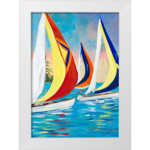 Morning Sails Vertical II White Modern Wood Framed Art Print by DeRice, Julie