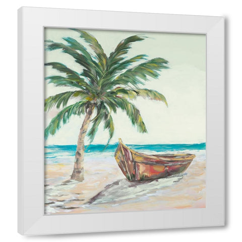 Lost Island At Sunrise White Modern Wood Framed Art Print by DeRice, Julie