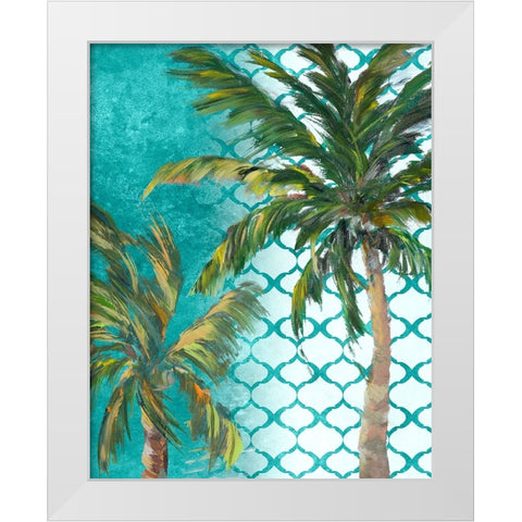 Tropical Trees on Chevron II White Modern Wood Framed Art Print by DeRice, Julie