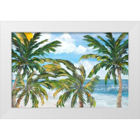 Tropical Trees Paradise White Modern Wood Framed Art Print by DeRice, Julie