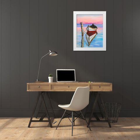 Canoe Reflection White Modern Wood Framed Art Print by DeRice, Julie