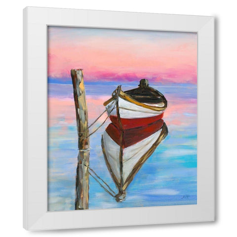 Canoe Reflection White Modern Wood Framed Art Print by DeRice, Julie