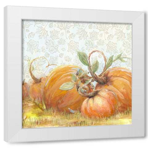 Autumn Pumpkin Patch I White Modern Wood Framed Art Print by Diannart