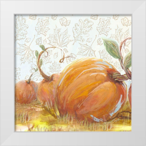 Autumn Pumpkin Patch II White Modern Wood Framed Art Print by Diannart