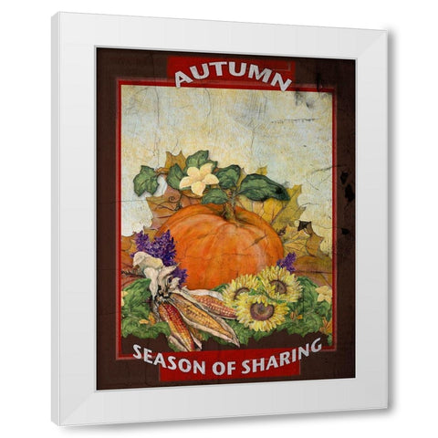 Autumn Season of Sharing White Modern Wood Framed Art Print by Diannart