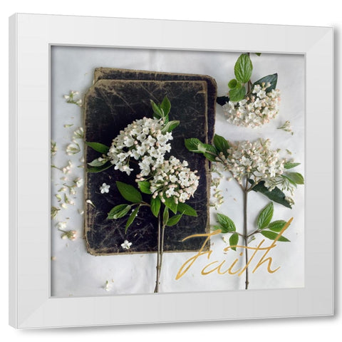 Faith Blooms White Modern Wood Framed Art Print by Gardner, sarah