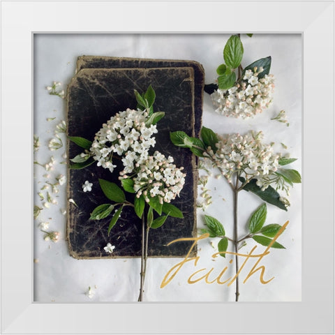 Faith Blooms White Modern Wood Framed Art Print by Gardner, sarah