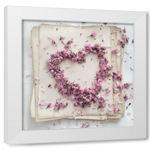 Heart Of Petals White Modern Wood Framed Art Print by Gardner, Sarah