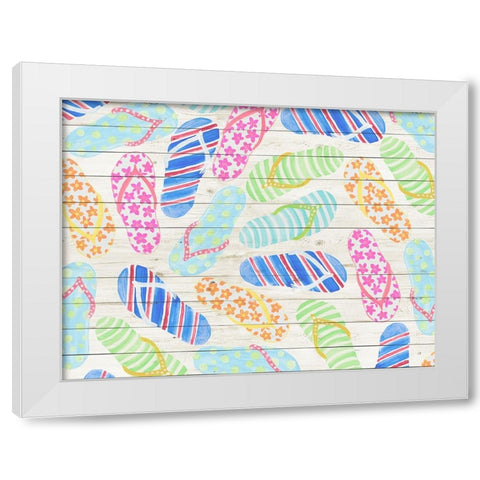 Boardwalk Flip Flops White Modern Wood Framed Art Print by DeRice, Julie