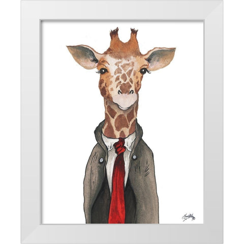 Gentleman Giraffe White Modern Wood Framed Art Print by Medley, Elizabeth