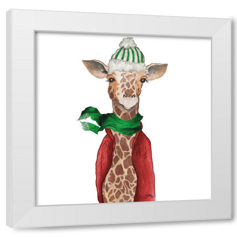 Fashion Forward Giraffe White Modern Wood Framed Art Print by Medley, Elizabeth