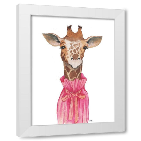 Pretty in Pink Giraffe White Modern Wood Framed Art Print by Medley, Elizabeth