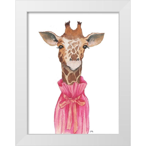 Pretty in Pink Giraffe White Modern Wood Framed Art Print by Medley, Elizabeth