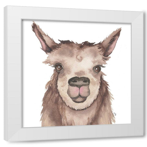 Llama White Modern Wood Framed Art Print by Medley, Elizabeth