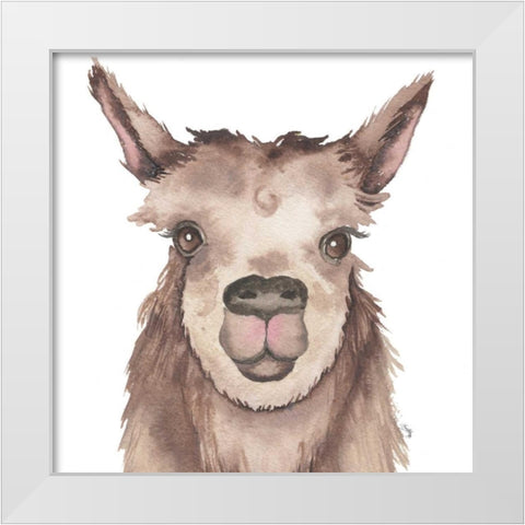 Llama White Modern Wood Framed Art Print by Medley, Elizabeth