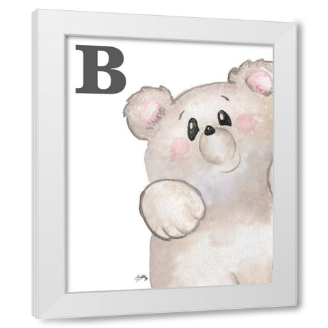 B is for Bear White Modern Wood Framed Art Print by Medley, Elizabeth