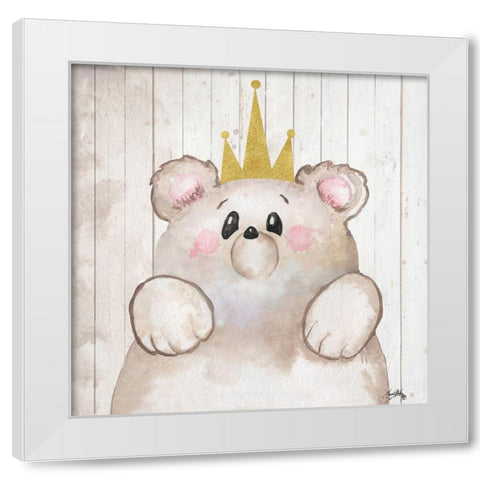 Princess Bear White Modern Wood Framed Art Print by Medley, Elizabeth