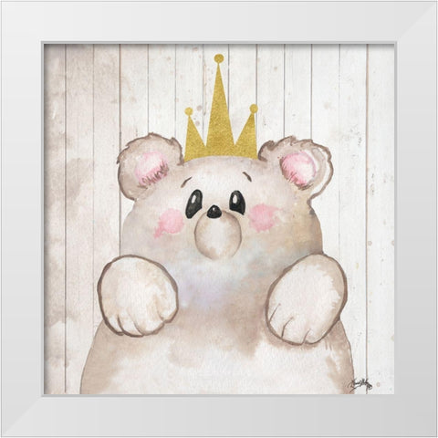 Princess Bear White Modern Wood Framed Art Print by Medley, Elizabeth