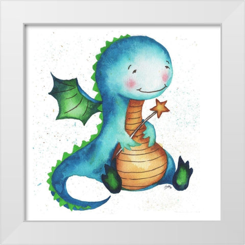 Friendly Dragon White Modern Wood Framed Art Print by Medley, Elizabeth