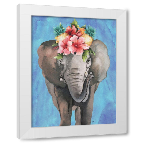 Tropical Elephant White Modern Wood Framed Art Print by Medley, Elizabeth