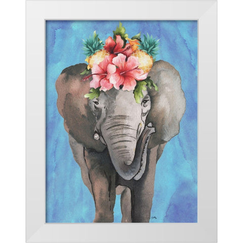Tropical Elephant White Modern Wood Framed Art Print by Medley, Elizabeth