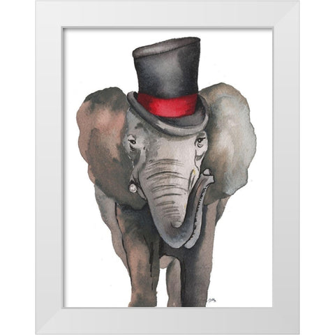 Fancy Elephant White Modern Wood Framed Art Print by Medley, Elizabeth