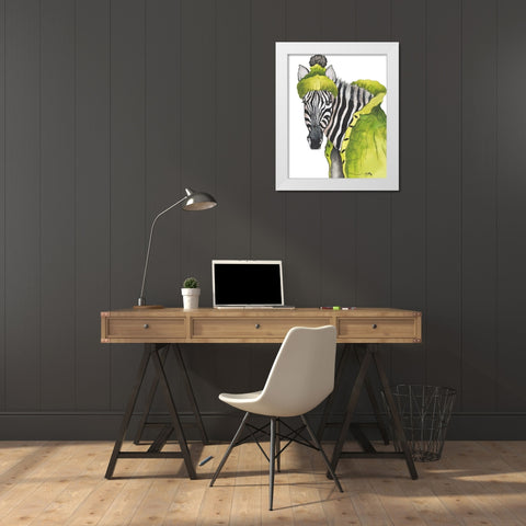 Zebra Fashion White Modern Wood Framed Art Print by Medley, Elizabeth