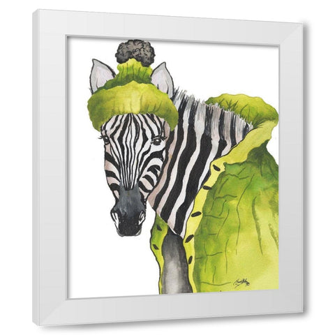 Zebra Fashion White Modern Wood Framed Art Print by Medley, Elizabeth