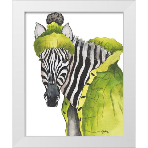 Zebra Fashion White Modern Wood Framed Art Print by Medley, Elizabeth