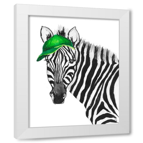 Sporty Zebra White Modern Wood Framed Art Print by Medley, Elizabeth