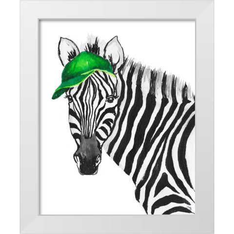 Sporty Zebra White Modern Wood Framed Art Print by Medley, Elizabeth