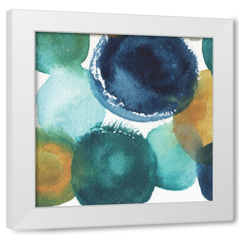 Teal Watermarks Square I White Modern Wood Framed Art Print by Medley, Elizabeth