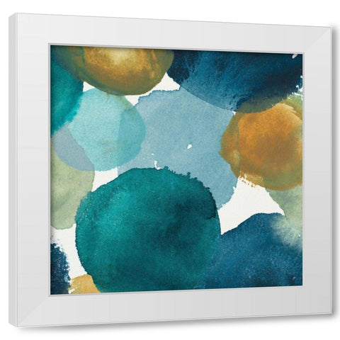 Teal Watermarks Square II White Modern Wood Framed Art Print by Medley, Elizabeth