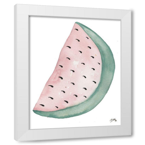 A Watermelon White Modern Wood Framed Art Print by Medley, Elizabeth