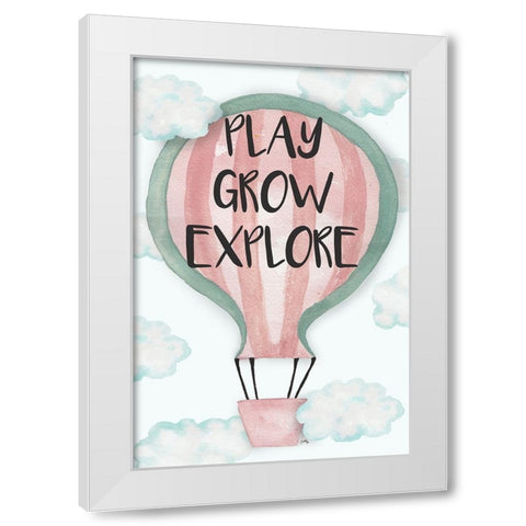 Play Grow Explore White Modern Wood Framed Art Print by Medley, Elizabeth