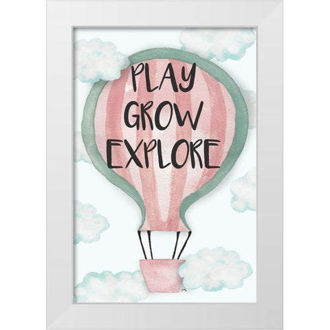 Play Grow Explore White Modern Wood Framed Art Print by Medley, Elizabeth