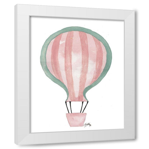 A Watermelon Balloon White Modern Wood Framed Art Print by Medley, Elizabeth