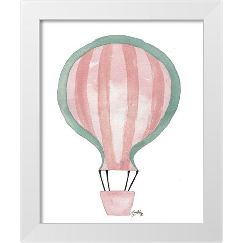 A Watermelon Balloon White Modern Wood Framed Art Print by Medley, Elizabeth