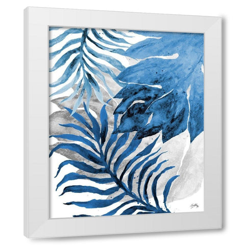 Blue Fern and Leaf II White Modern Wood Framed Art Print by Medley, Elizabeth