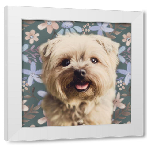Yorky Portrait White Modern Wood Framed Art Print by Josefina
