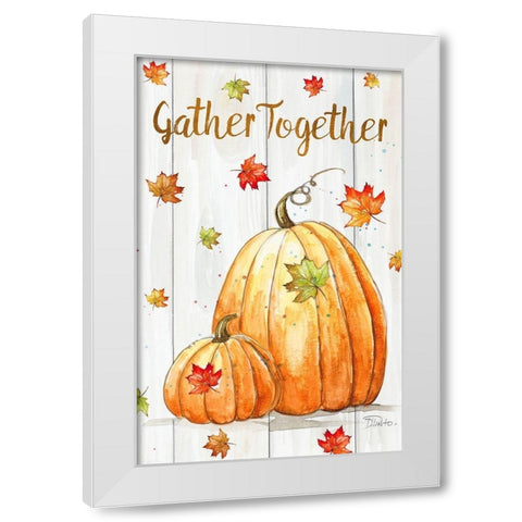 Gather Together Pumpkin White Modern Wood Framed Art Print by Pinto, Patricia