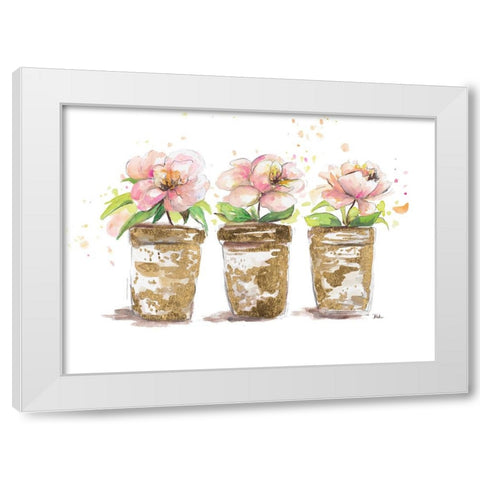 Three Pots White Modern Wood Framed Art Print by Pinto, Patricia