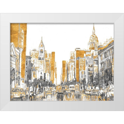 Golden City White Modern Wood Framed Art Print by Pinto, Patricia